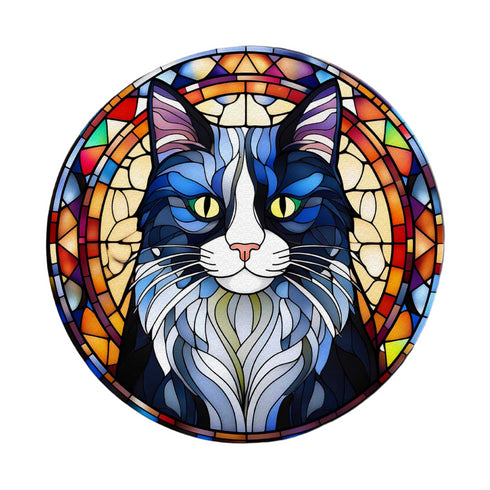 Cat Black & White Glass Suncatcher Worktop Saver